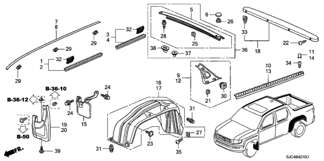 2006 Honda Ridgeline  Grommet A, Roof Garnish Diagram for 91505SJCA01