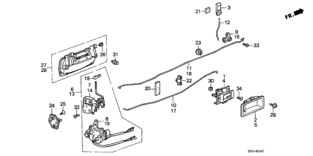 1986 Honda Accord Handle Assy., R. RR. Door (Outer) (Mitsui) Diagram for 76610SB4003