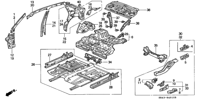 1992 Honda Civic Floor, FR. Diagram for 65100SR4A00ZZ