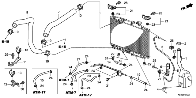 2017 Honda Odyssey  Clip, Receiver Pipe Diagram for 91541SEY003