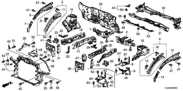 2018 Honda CR-V  Support, R. FR. Side Frame Diagram for 60847TLAA00ZZ