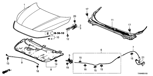 2021 Honda Insight  Lock Assembly, Hood Diagram for 74120TXMA01