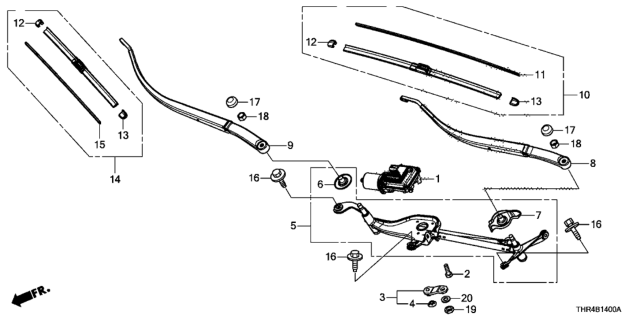 2018 Honda Odyssey  Blade, Windshield Wiper (650MM) (Driver Side) Diagram for 76620THRA02