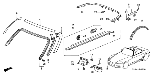 2007 Honda S2000 Strake B, L. RR. Diagram for 74695S2A000