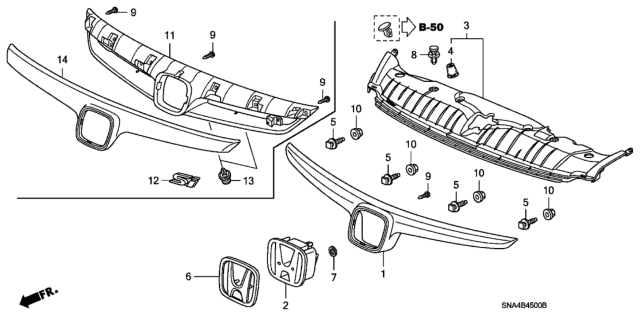 2008 Honda Civic  Emblem, Front Center (H) Diagram for 75700S5B003
