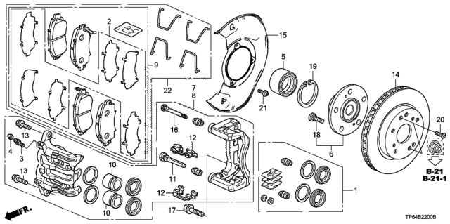 2014 Honda Crosstour  Pad Set, Front Diagram for 45022TP6A61