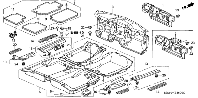 2004 Honda Accord Cushion, Floor Carpet Diagram for 83303SDA305
