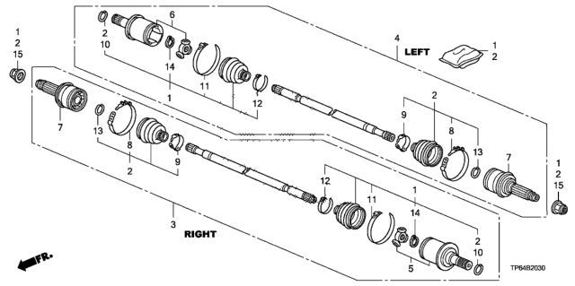 2014 Honda Crosstour  Boot Set, Inboard Diagram for 42017SXSA11