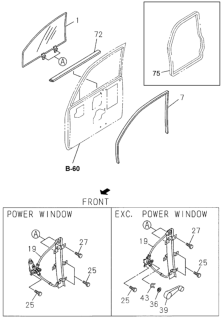 2000 Honda Passport  Weatherstrip, L. FR. Door Diagram for 8972310640