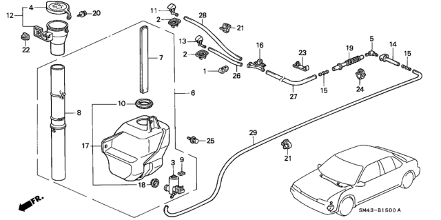 1991 Honda Accord  Washer, FR. Windshield (Denso) Diagram for 76801SM1004