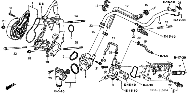 2002 Honda Civic  Clamp, Bypass Hose Diagram for 19506PNA013