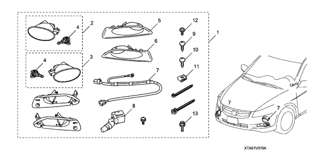 2011 Honda Accord Garnish, L. FR. Foglight Diagram for 08V31TA01A051