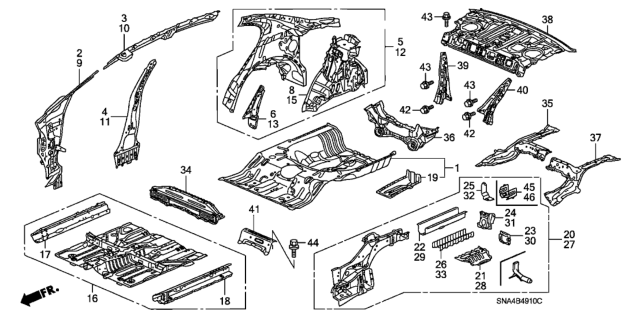 2008 Honda Civic  Pillar, R. FR. Diagram for 64115SNAA00ZZ