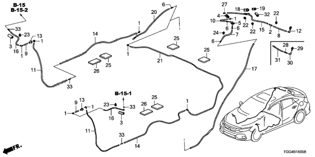 2017 Honda Civic  Grommet, Washer Tube Diagram for 76820TAA003