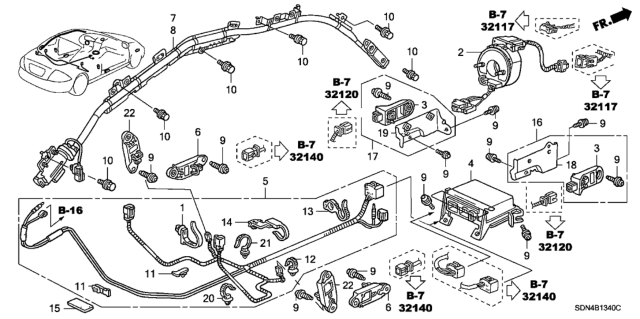 2004 Honda Accord Sensor Assy., Side Impact Diagram for 77970SDNA91