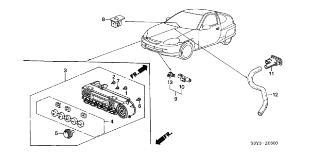 2001 Honda Insight Clip, Ambient Sensor Diagram for 91555S2R003