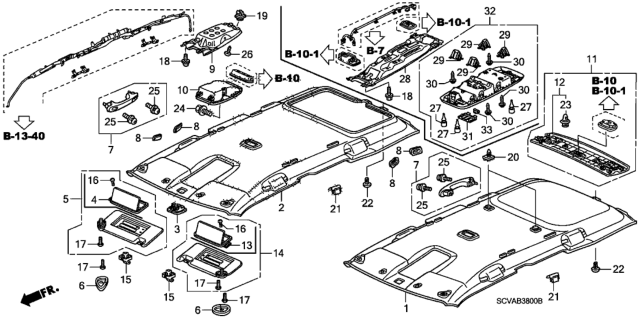 2009 Honda Element  Garnish Assy., RR. Roof *NH220L* (CLEAR GRAY) Diagram for 83260SCVA02ZA