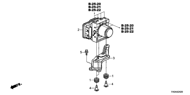 2013 Honda Civic  Bracket, Vsa Modulator Diagram for 57115TR3A00