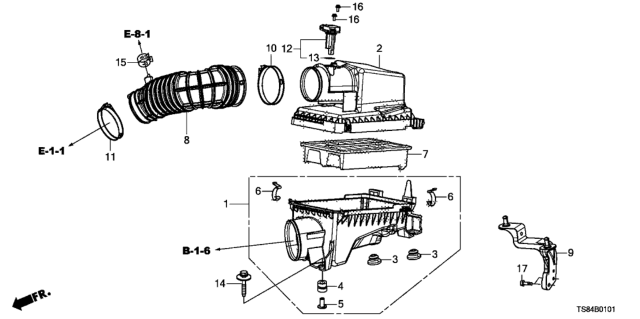 2013 Honda Civic  Cover, Air Cleaner Diagram for 17210RX0A00