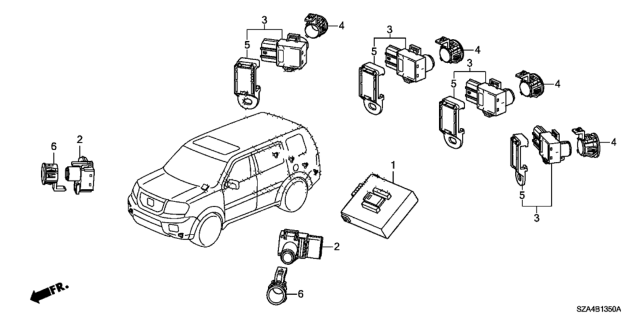 2011 Honda Pilot Retainer, Parking Sensor *NH603P* (WHITE DIAMOND PEARL) Diagram for 39681TL0G01YH