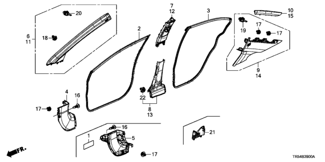 2012 Honda Civic Garnish Assy., L. FR. Pillar *NH686L* (WARM GRAY) Diagram for 84151TR0A01ZB