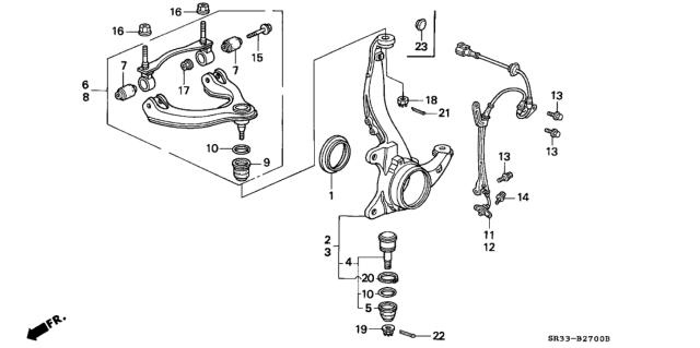 1994 Honda Civic  Bolt, FR. Arm (Upper) (10X58) Diagram for 90185SR3013