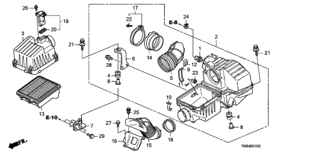 2012 Honda Insight  Stay A, Air Cleaner Diagram for 17215RBJ000