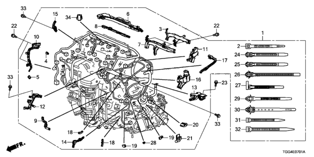 2019 Honda Civic  W To W Holder, Eng Diagram for 382735BAA01