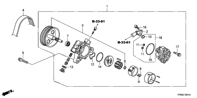 2013 Honda Crosstour Belt, Power Steering Pump Diagram for 569925J0A01