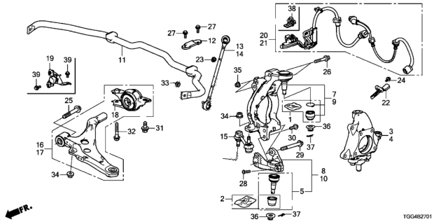 2019 Honda Civic  Ball Joint Complete, Front Diagram for 51220T6A305