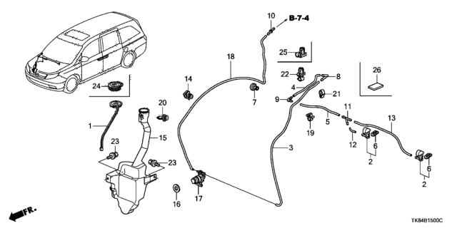2017 Honda Odyssey Tube (4X7X340) Diagram for 76811TK8A21
