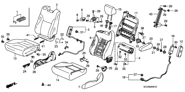 2007 Honda Element  Cover, FR. Seat-Back OPDS Diagram for 81129SDAA01
