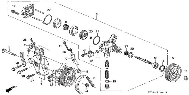 1998 Honda Odyssey  Spacer, Pump Seal Diagram for 56167P2A003