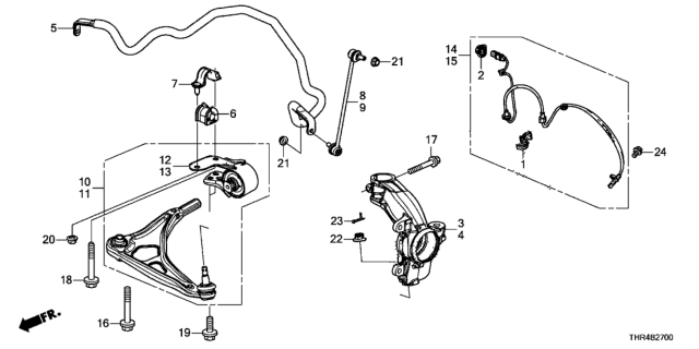 2019 Honda Odyssey Sensor Assembly, Right Front Diagram for 57450THRA01