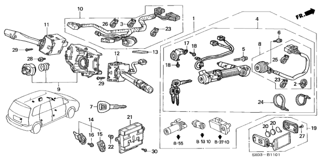 1998 Honda Odyssey Clip Diagram for 91507SX0003