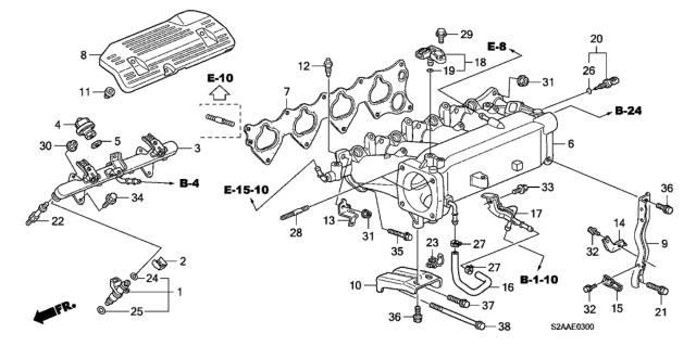 2009 Honda S2000  Injector Assembly, Fuel Diagram for 16450PZX003
