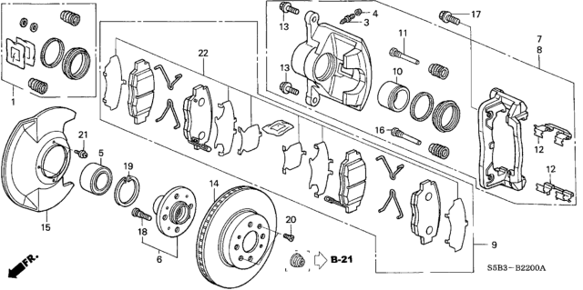 2005 Honda Civic  Pad Set, Front Diagram for 45022S5BJ00