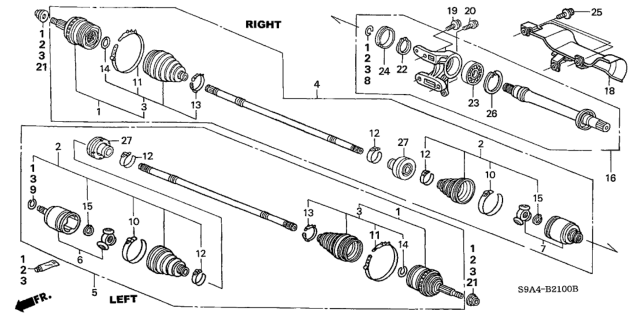 2004 Honda CR-V Driveshaft Assembly, Passenger Side Diagram for 44305S9AN00