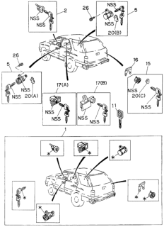 1995 Honda Passport  Key, Blank Diagram for 8971011511