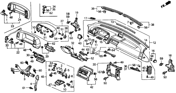 1989 Honda Prelude Cap, Instrument Panel Stay Diagram for 66844SA7000