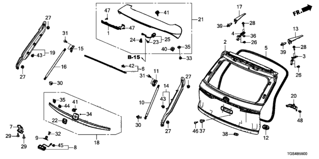 2020 Honda Passport  GARN, RR. LICENSE Diagram for 74890TGSA01