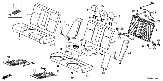 2015 Honda Accord Headrest, RR. Center *YR449L* (CASHMERE IVORY) Diagram for 82940T2FA02ZA