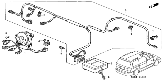 2001 Honda Odyssey  Wire Harness, SRS Main Diagram for 77961S0XA00