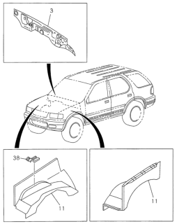 1999 Honda Passport Skirt, L. FR. Fender Diagram for 8972158101