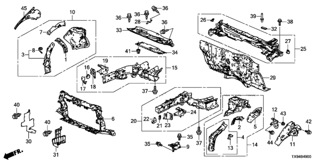 2013 Honda Fit EV  Bulkhead, Front Diagram for 60400TX9A00ZZ