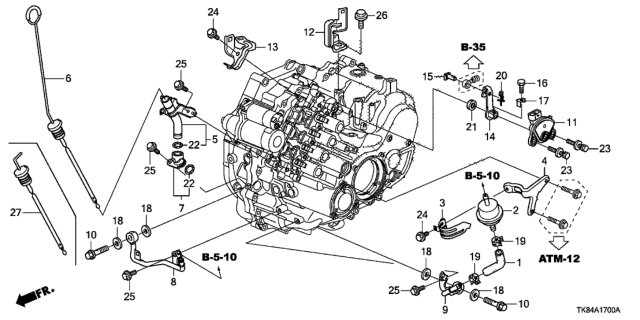 2011 Honda Odyssey  Dipstick (ATf) Diagram for 25610RT4003