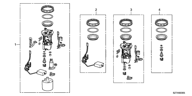 2015 Honda CR-Z Module Set, Fuel Pump Diagram for 17045SZTL30