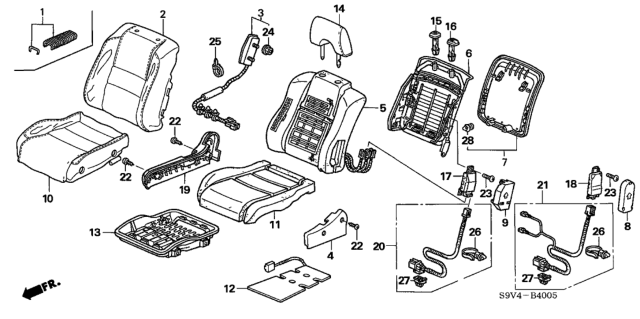 2006 Honda Pilot  Pad, R. FR. Seat-Back (With OPDS Sensor) Diagram for 81122S9VA03