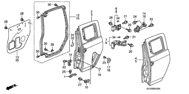 2009 Honda Element  Clip, Door Weatherstrip Diagram for 91561SYP003