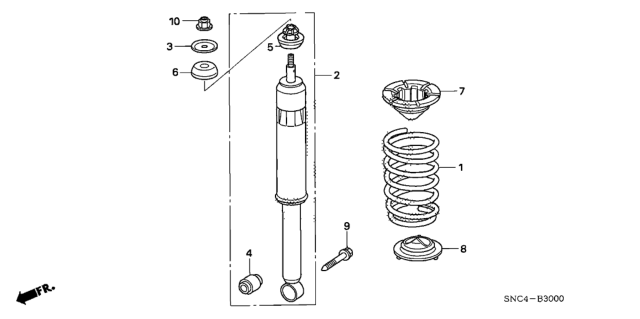 2009 Honda Civic Shock Absorber Assembly, Rear Diagram for 52610SNCA02